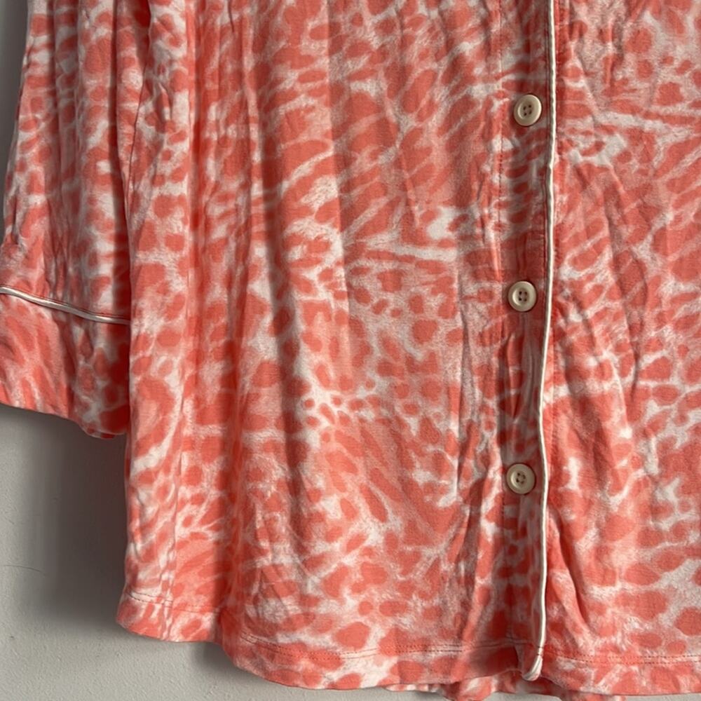 Soma very soft jersey knit leopard print long sleeve button down pajama top sz L - Picture 3 of 6